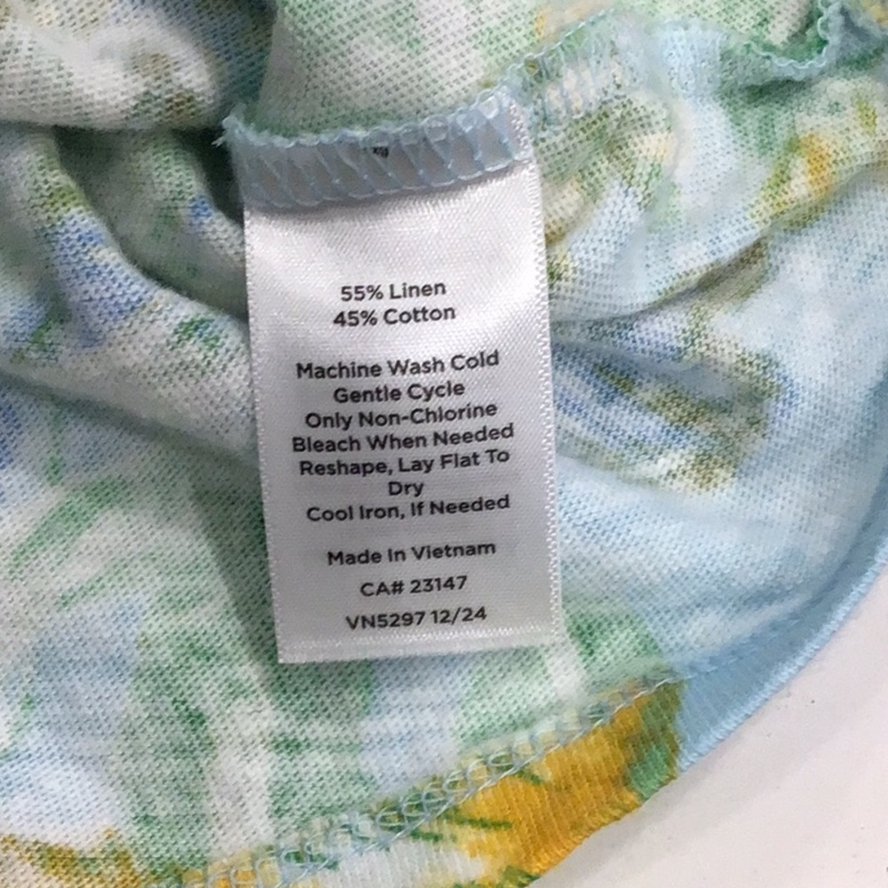 Talbots Blue and Yellow Floral Short Sleeve Top Size L - Picture 10 of 10